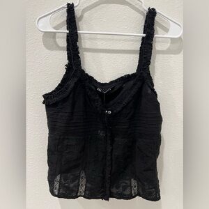 Zara Embroidered Black Lace Sleeveless Top